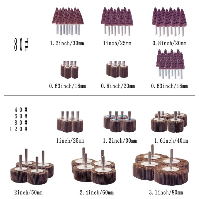 Détecteur de gravier 60/80/120/240 Grains Abrasif d'oxyde d'aluminium Flap Wheel Pour le polissage de broyage 6