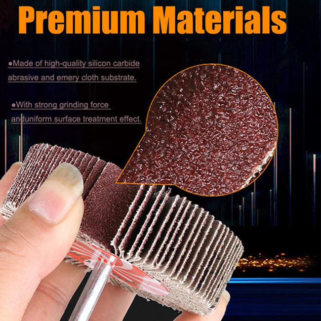 Roue à lamelles abrasive pour ponçage 60/80/120/240 grains, oxyde d'aluminium, pour polissage et meulage